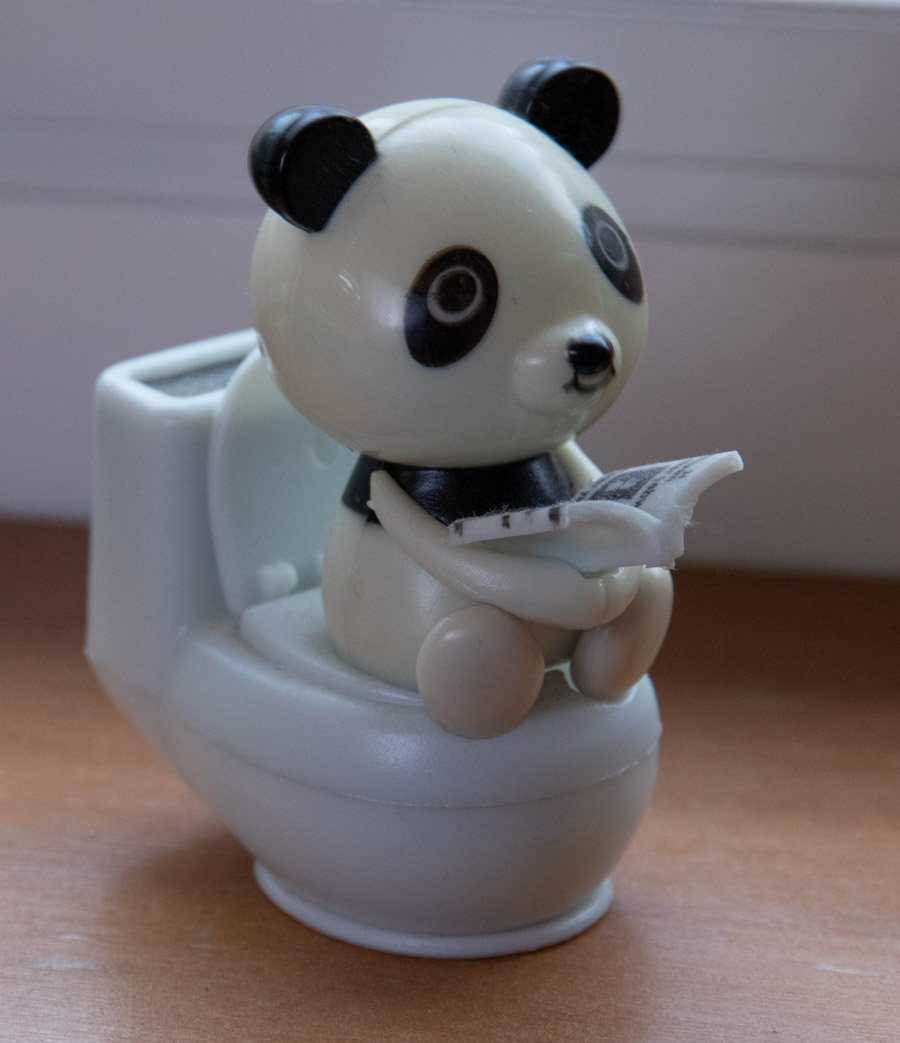 Set of 2 Panda Reading On Toilet Bowl Solar Toys Home Decor Birthday Gift 