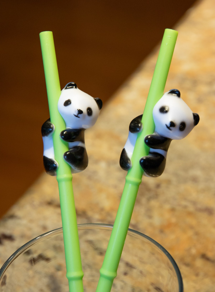 24 Pieces Panda Drinking Straws Reusable Panda Theme Straws Plastic Panda Drinking Straws for Birthday Party Bar Wedding Party Favors Supplies